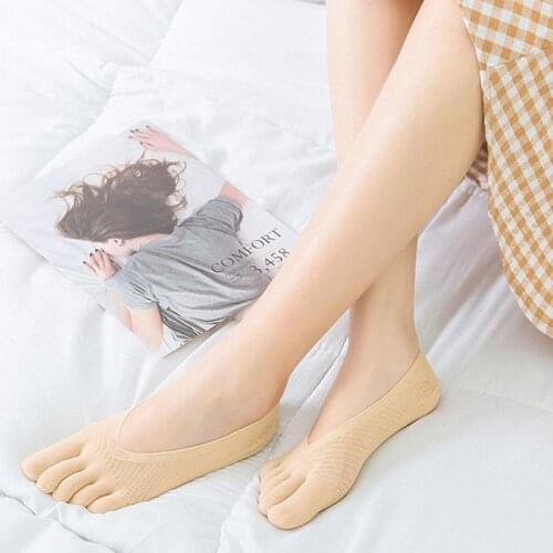 Women Summer Five-finger Socks Ultrathin Funny Five Toe Socks Invisible Sokken With Ssilicone Anti-skid Breathable Anti-Friction