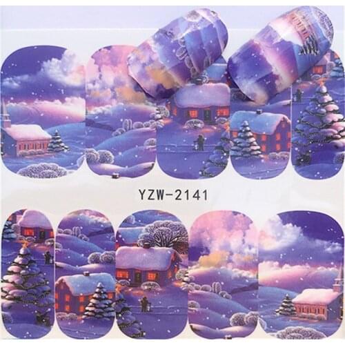 Snow Castle Winter Nail stickers art decorations slider adhesive Water Transfer decals manicure lacquer accessoires polish foil