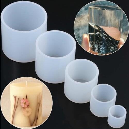 1PC Cylinder White Transparent Silicone Resin Candle Mould Flower Planter Jewelry Making DIY Succulents Clay Crystal Glue Molds