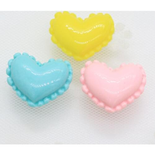 100/50pcs Pink Yellow Blue Pastel Color Flat Back Heart Shape Cute Love Resin Cabochons For DIY Craft