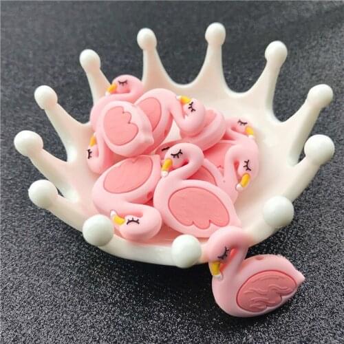 50Pcs Silicone Animals Teething Cute Mini Flamingo Silicone Beads Shower Gift DIY Crafts Baby Nursing Accessories Newborn Gifts