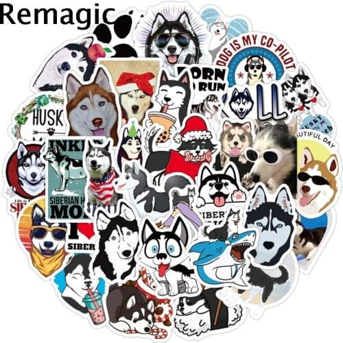 50pcs Cute Husky Dogs Stickers decal scrapbooking diy pasters home decoration phone laptop waterproof cartoon accessories