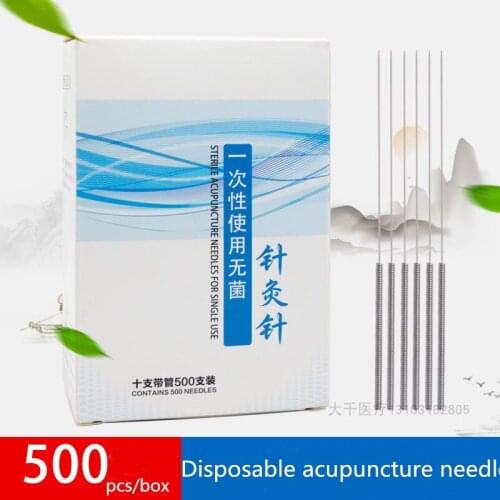 500Pcs Disposable Acupuncture Needle For Single Use With Tube Flat Handle Acupunctue Beauty Massage Needle