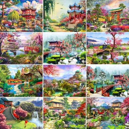5D DIY Diamond Painting Landscape House Cross Stitch Kit Full Drill Embroidery Scenery Mosaic Art Picture of Rhinestones Decor