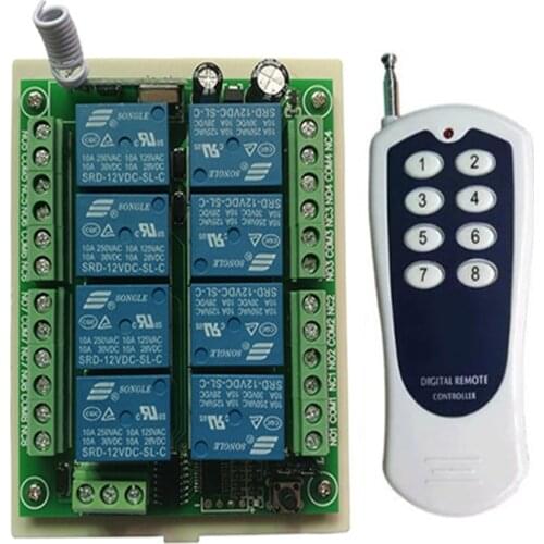 DC 12V 24V 8 CH Channels 8CH RF Wireless Remote Control Switch System,315/433 MHz Transmitter and Receiver/Garage Doors/ lamp
