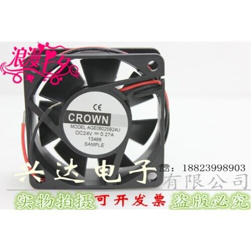 New genuine AGE06025B24U 24V 0.27A 6CM 6025 silent cooling fan