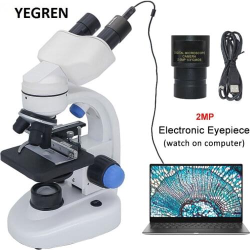 2000X Binocular Biological Microscope 2.0MP USB Camera Digital Microscope 100 pcs Specimen f/ Student Biological Experiment
