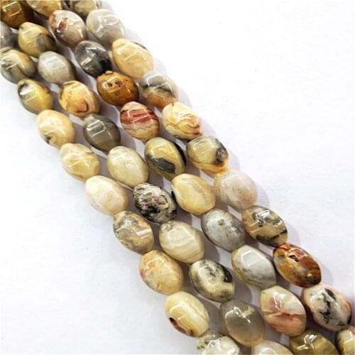 1 Strand/28pcs 14x10mm Wholesale Natural Crazy Lace Agate Hexagon Facet Loose Rice Beads DIY Jewelry Accessories 15.5inch S519
