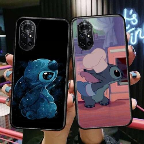 Cute Lovely Stitch Clear Phone Case For Huawei Honor 20 10 9 8A 7 5T X Pro Lite 5G Black Etui Coque Hoesjes Comic Fash design