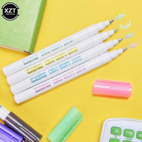 8pcs/set Highlighter Fluorescent Pen Colorful Double Line Pen Marker Candy Color Student Hand Note Pen School Poster Stationery