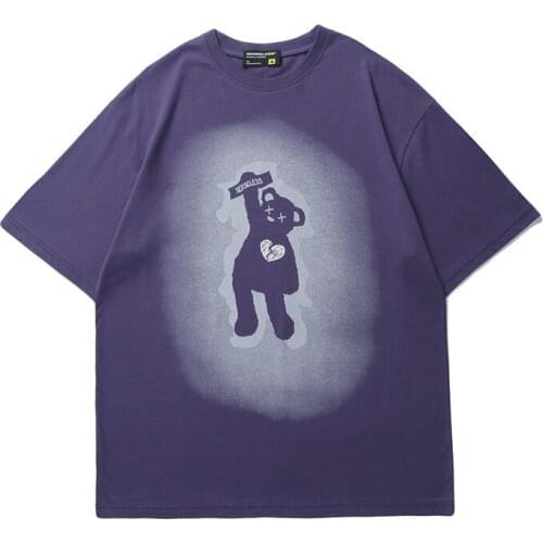 Tshirts Streetwear Harajuku Oversize T shirt Men Bear Print Short Sleeve T-Shirts Casual Hip Hop Loose Cotton Tees Tops