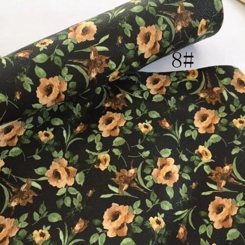 Small flower printed PU synthetic leather for table chairs cover materials