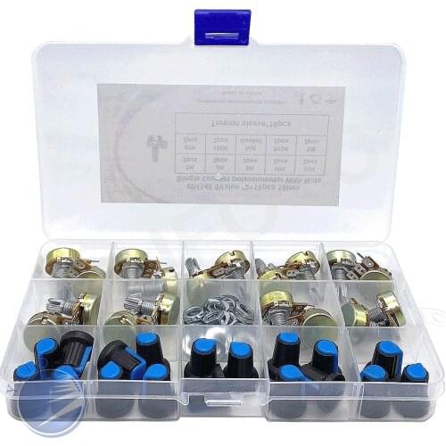 18PCS wh148 Resistor kit B1K B2K B5K B10K B20K B50K B100K B500K B1M 9value*2pcs Amplifier Volume Rotary adjustable Potentiometer