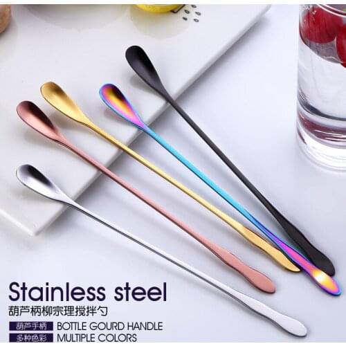 Creative Long Handle Coffee Stir Spoon Stainless Steel Teaspoon Gold Icecrem Coffee Tea Dessert Scoops Tableware Gadget Tool