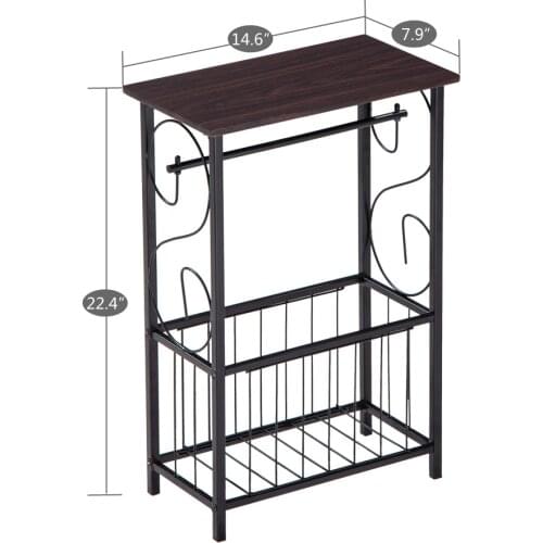 US Warehouse (37 x 20 x 55)cm Multifunctional Bathroom Table / Interior Side Table Tissue Magazine Rack Dark Brown