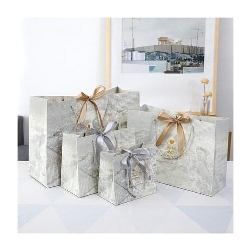 Marble Clothing cosmetic shopping paper bag Birthday packaging gift box Wedding Thank You Gift Bags Party Favour baby shower 1pc