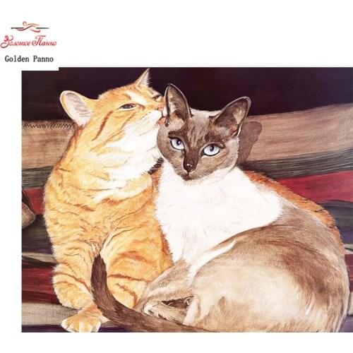 Golden Panno,DIY DMC 11CT 14CT completely Cross stitch,Two kittens, kits embroidery needlework sets wall decoration