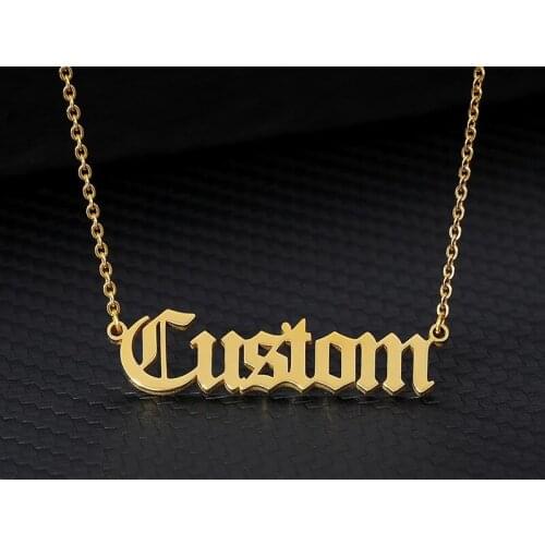 Personalized Old English Letters Custom Name Necklaces Unisex Stainless Steel Chain Pendant Necklace Anniversary Gifts Jewelry