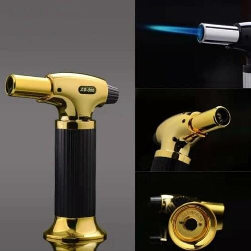 Straight Blue Torch Lighter Butane Spray Gun Windproof Gas Lighter Cigar Ignition Fierce Kitchen Outdoor Fire Turbo Lighter