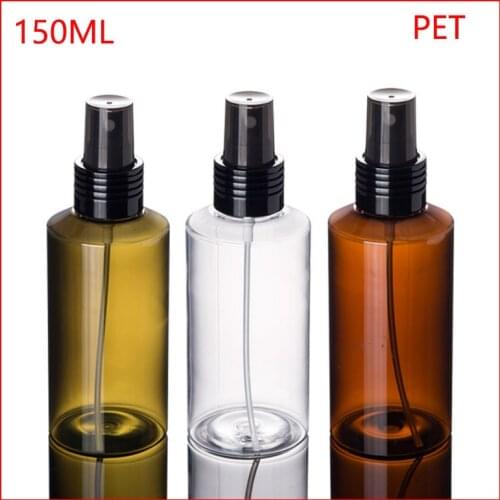 150ML Green/Clean/Brown flat shoulder PET empty plastic bottle w mist spray pump makeup container cosmetic Refillable Bottles