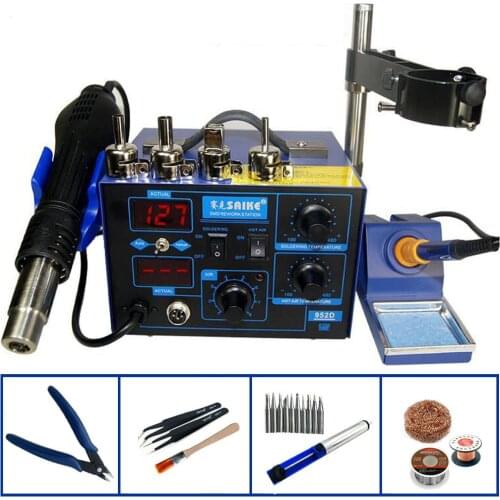 Saike 952D 2In1 Solder Rework Station Hot Air Gun + Electricity Soldering Iron Constant Temperature BGA Rework Station Welding