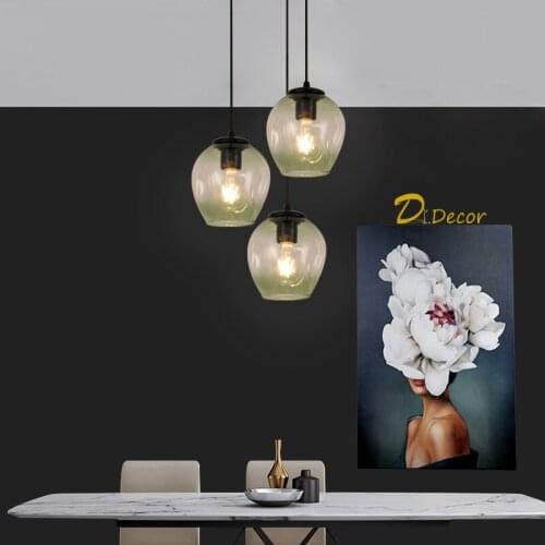 Modern LED Cognac Glass Pendant Lights Home Decorative Pendant Lamps Living Room Indoor Hanging Lighting Dining Room Home light