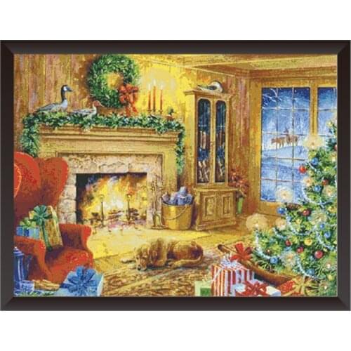 Warm Christmas Chinese Cross Stitch Printed Canvas Embroidery Kits 11CT 14CT Diy Crafts Handmade Needlework Home Decor Paintings