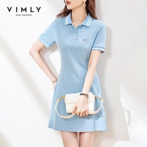 Синие летние платья Vimly China At AliExpress
