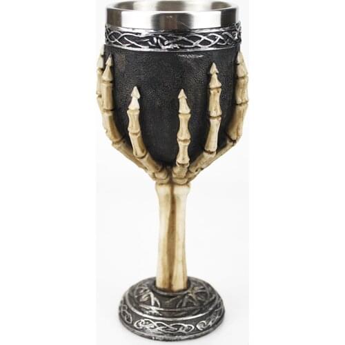 Gothic Wine Goblet 3D Skeleton Dragon Claw Viking Wine glass Retro Stainless Steel&Resin Wine Cup Relatives and Friends Gifts