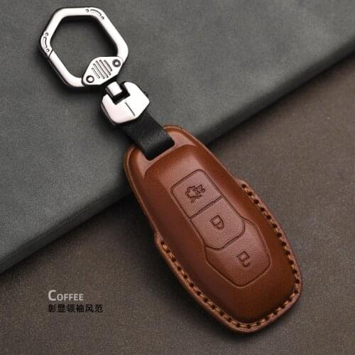 High quality Leather Smart Key Case Cover Protector Shell Holder For Ford Mondeo Edge F-150 Explorer 2014-2018