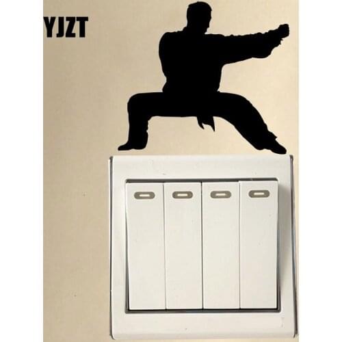 YJZT Black Wushu Silhouette Livingroom Wall Decal Vinyl Switch Sticker 8SS2296