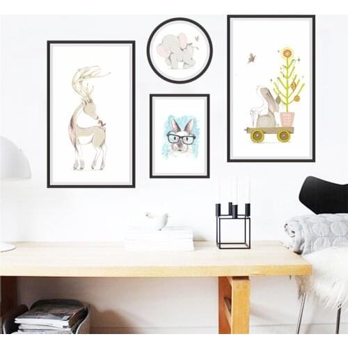 Funny Animals In Photo Frame Wall Art Sticker For Shop Cinema Office Living Room Home Decoration Cartoon Safari Mural Pvc Decals