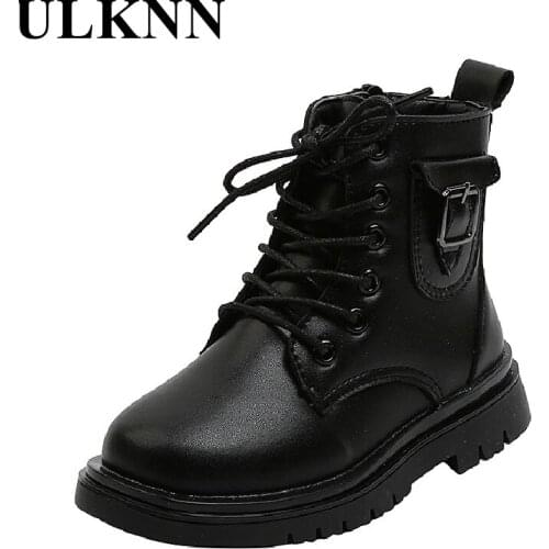 ULKNN Baby Girl Winter Shoes Childrens Leather Shoes Kids Martin Boots Non-slip Ankle Boots Of Student Boy Newborn First Walk