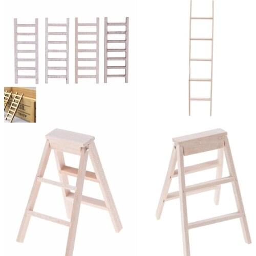 1:12 Dollhouse Miniature Furniture Handmade Wooden White Ladder Fairy Door For Kid Magic Tooth Fairy Doll Accessories 4Styles