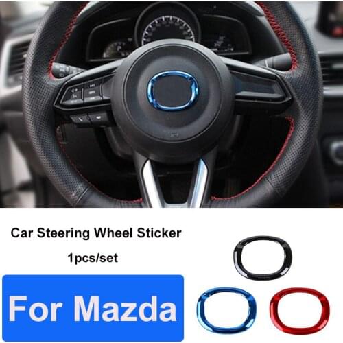 1pcs Car Decoration Steering Wheel Emblem Sticker Covers for Mazda 3 Axela 2 Speed 6 Atenza MX5 323 CX5 CX30 CX3 CX7 CX9 Badge