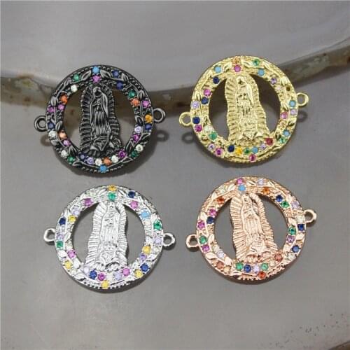 18mm 20pcs/lot Multicolor cubic zirconia micro pave charm connector,plating cz religion connector,cz jewelry cheap connector