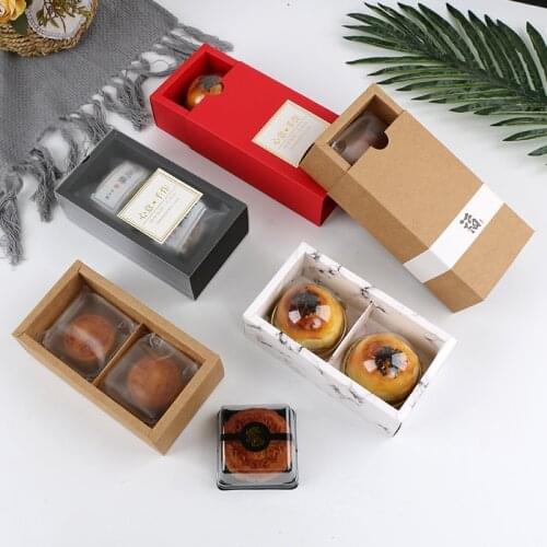 2 Sections Baking Packaging Box Paper Cake Macaroon Cookies Biscuits Containers Solid 80Grams Container Cupcake Storage Holders