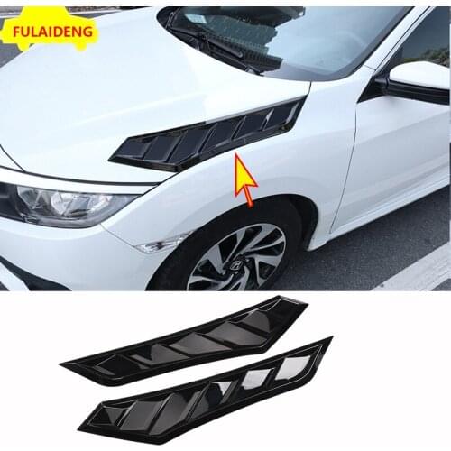 2pcs For Honda Civic 10th 2016-2021 hood bonnet long side louver vent decor cover Car Styling Accessories