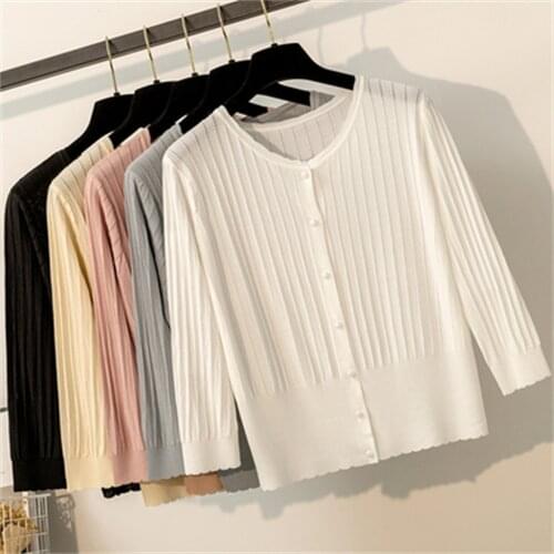 2021 Sunscreen Cardigan With Ice Silk Knit Sweater Womens Short Shawl Air-Conditioning Shirt Thin Jacket H782