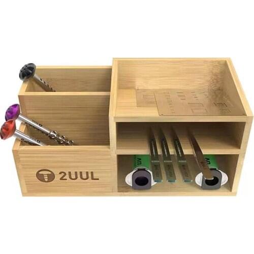 2UUL ST02 Bamboo Multifunctional Storage Rack Desktop Phone Repair Tweezers Screwdriver BGA Mold Bracket Screen Parts Organizer