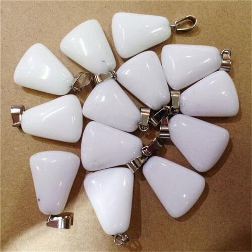 50Pcs 23x17x6mm Wholesale White Malay Jade Trapezoidal Pendant Bead DIY Jewelry Accessories Earrings S537