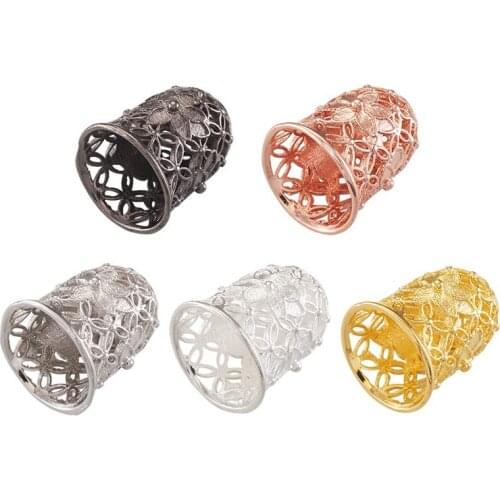 50pcs Hollow Bell with Flower Brass Bead Caps for Jewelry Making DIY Accessories Golden Platinum Silver Color 15x12mm Hole: 2mm
