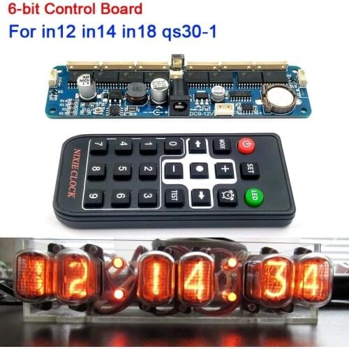 6-bit NIXIE Tube Clock Motherboard Core Board Control Panel remote control universal in12 in14 in18 qs30-1 Glow Clock Controller