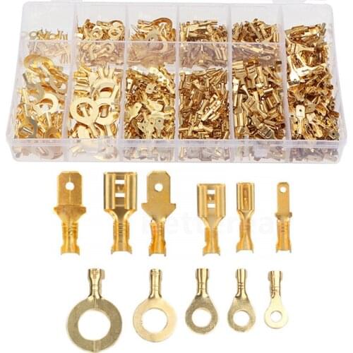750PCS M3-M10 Ring Lugs Ring Eyes Crimp Terminals 2.8/4.8/6.3mm Spade Crimping Connectors Non-insulated Diy Assortment Kit