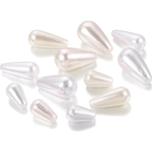 100pcs/Bag Hot Two Hole Tear Drop White Ivory Plastic Imitation ABS Pearl Loose Spacer DIY Beads for Jewelry Findings Making
