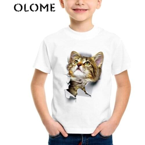 New 2019 Childrens Animals 3D Cats Realistic Print Summer Tops baby boy animal Cute T Shirt kids birthday present T-shirt