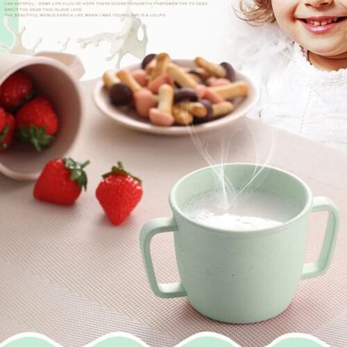 Bamboo double Handle Child cup 230ml Nordic Green daily supplies health and beauty personal care products