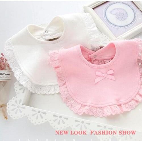 2PCS Baby Bibs Cotton Waterproof Saliva Towel Star/Double Lace With Snap Rice Pocket Infant Toddler Burp Cloths Kids Accessories