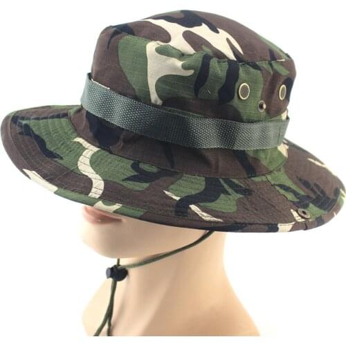 Camouflage Tactical Cap Military Boonie Hat US Army Caps Camo Men Outdoor Sports Sun Bucket Cap Fishing Hiking Hunting Hats 60CM
