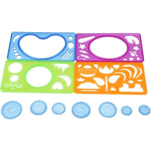 4pcs/pack Stationery For Student Drawing Set Creative Gift Spirograph Geometric Ruler Learning Drawing Tool